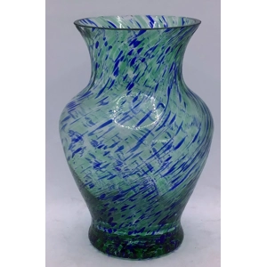 Green Glass Vase with Blue Flecks