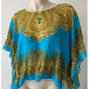 Turquoise Silk Poncho