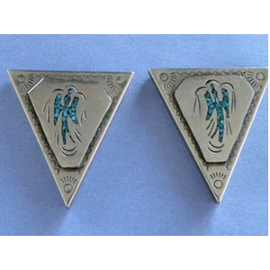 Turquoise & Sterling `925`Zuni Collar Tips