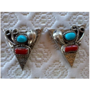 Turquoise & Red Coral T&J Collar Tips