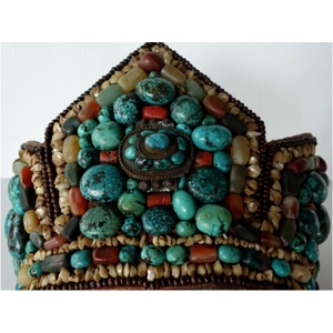 High Lama Tibetan Beaded Nobleman's Headdress