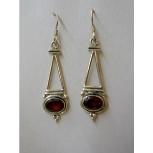 Sterling 925 Garnet Shepard Hook Earrings