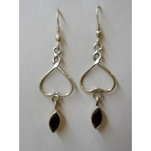 Sterling 925 Garnet Shepard Hook Earrings