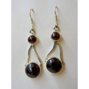 Sterling 925 Garnet Shepard Hook Earrings