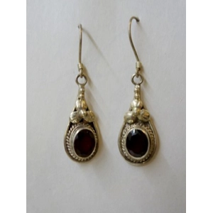 Sterling 925 Garnet Shepard Hook Earrings