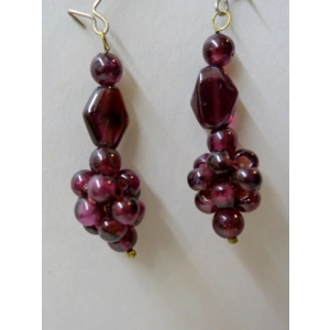 Garnet Beaded Cluster Earrings