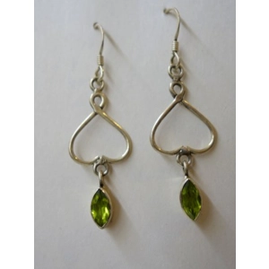 Sterling 925 Marquise Cut Peridot Shepard Hook Earrings