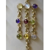 Sterling Chain 11 Mixed Gem Stone Stud Earrings Garnet Citrine Moonstone Iolite Amethyst Peridot Yellow & Blue Topaz