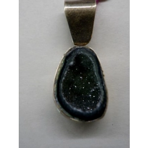 Sterling 925 Druzy Agate Geode Pendant Signed 