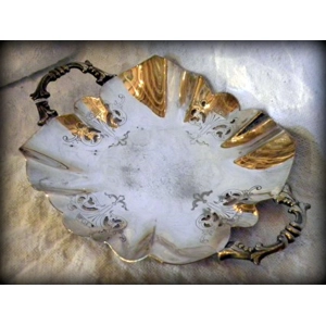Engraved Silverplated Tray w/ Ornate Handles