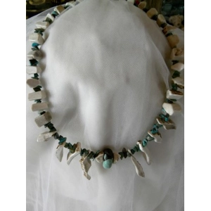 Raw Cut Elk Antler & Turquoise Chip Necklace