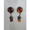 Sterling & India Amber Cabochon Post Earrings
