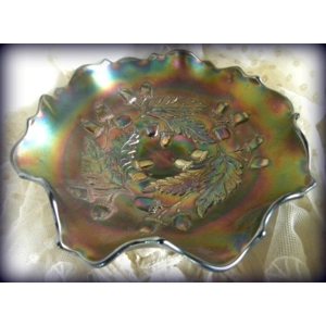 Acorn Blue Amber Carnival Glass $325.00