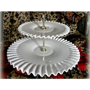 Fenton Server 2 Tier Milk Glass