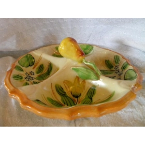 Vintage Majolica 4 Pocket Pear Server