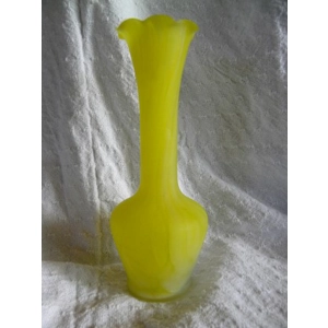 Victorian Cut Yellow Opalescent threaded Satin Art Glass V..