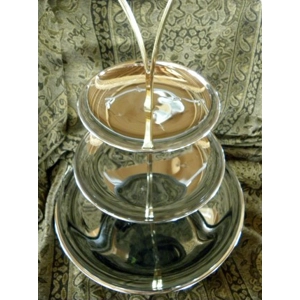 Vintage Stacked Serving Tray Buffet Brass Handle Chrome Tr..