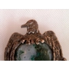 Antique Chrysocolla & Sterling Eagle Pendant/Brooch