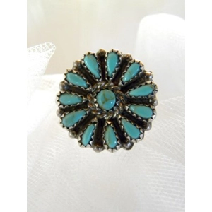 12 Stone Turquoise & Sterling Ring