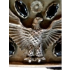 Old Pawn Silver & Onyx Eagle Bolo Tie - Silver Clips Signed Signed "M.W.M." 1989