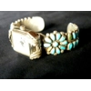 Old Pawn Turquoise & Sterling "SelecTime" Watch Band Signed "B.B." "End of the Trail" Motif