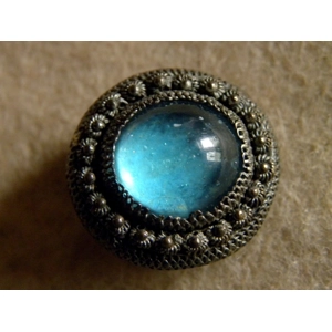 Antique Silver & Aquamarine Brooch