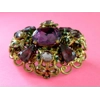 Vintage Amethyst with Crystals Brooch Pin