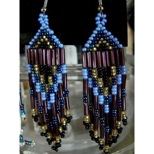 Native American Beaded Earrings Blue & Black
