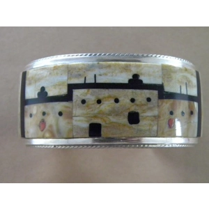 Zuni Picasso Marble Inlay & Gemstone & Sterling Signed by ..