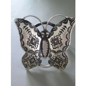 Sterling Silver Stamped Navajo Butterfly Bracelet
