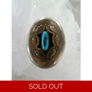 925 Sterling & Turquoise Brooch Cave Setting