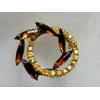 Topaz & Citrine Color Rhinestone in Gold Metal Brooch