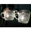 Vintage Set of Anchor Hocking Clear Sandwich Pattern Glass Cream and Sugar Bowl