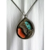 Vintage Old Pawn Stick Coral & Sleeping Beauty Turquoise & Sterling Pendant