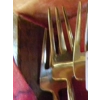 Vintage Thailand Brass & Bull Horn Flatware Set