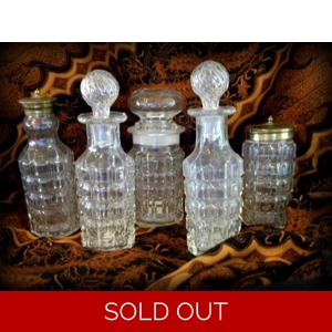 Press Glass Serving Set of 5 Pressed Glass Condiments Set