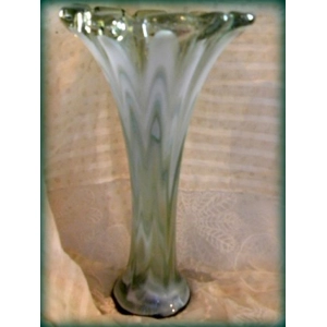 Vintage Art Glass Hand Blown Fluted Multimedia Sculptured ..