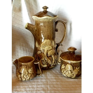 Retro 1960's 3 Pc Coffee Pot with Creamer Sugar Bowl