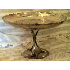 Vintage Silverplate Cake Stand w/ Engraved Design - Pedestal Style