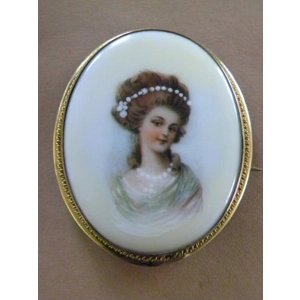 Antique Hand Painted Porcelain Brooch / Pendant 26