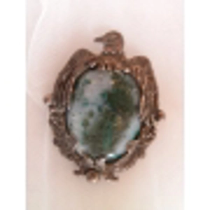 Antique Chrysocolla & Sterling Eagle Pendant/Brooch