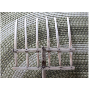 Antique Wooden Handmade 6 Tine Pitchfork