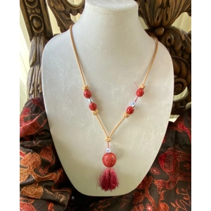 Cinnabar & Porcelain Necklace