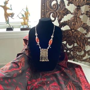 Amber & Brass Bead Necklace