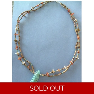 Hopi Hand Carved 2 Strand Turquoise Necklace