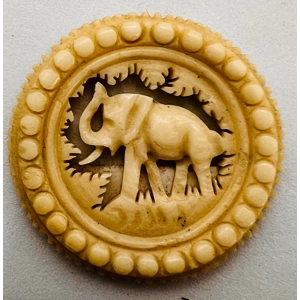 Carved Ivory/Bone Round Elephant