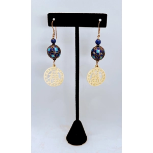 Inlaid Lapis & Larimar Bone Earrings