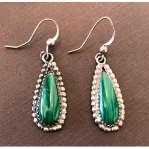 Malachite Earrings Sterling