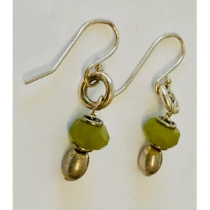 Sterling Prehnite Bead Earrings