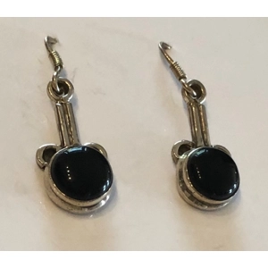 Sterling Onyx Hook Earrings